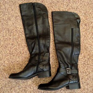 Nine West Payson over-the-knee black leather boots, size 8.5